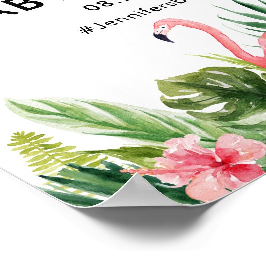 Het Tropische Baby shower van Flamingo Welkome Pos Poster (Hoek)