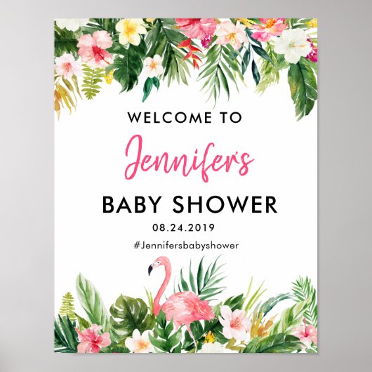 Het Tropische Baby shower van Flamingo Welkome Pos Poster (Voorkant)