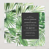 Het tropische blad en de waterverf van het manuscr save the date (Voorkant / Achterkant)