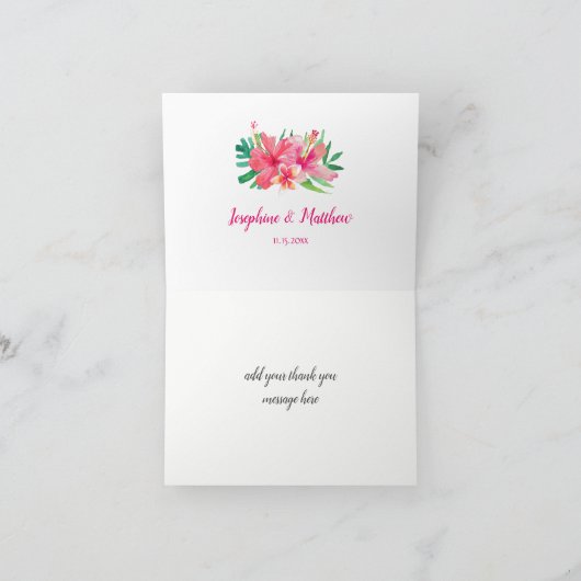 Het tropische Koord steekt BloemenHuwelijk aan Bedankkaart (Binnen)