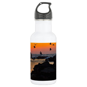 Het tropische Lot van de Palm van de Zonsondergang Waterfles