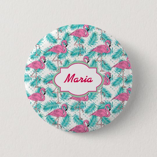 Het tropische Patroon van de Flamingo Ronde Button 5,7 Cm