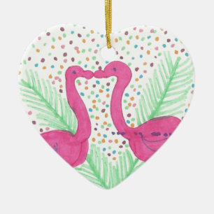 Het Tropische Patroon van de Pret van de flamingo Keramisch Ornament