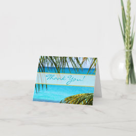 Het tropische Strand en het Huwelijk van Palmen Bedankkaart