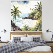 Het tropische strand van Bali Canvas Afdruk (Insitu (Slaapkamer))