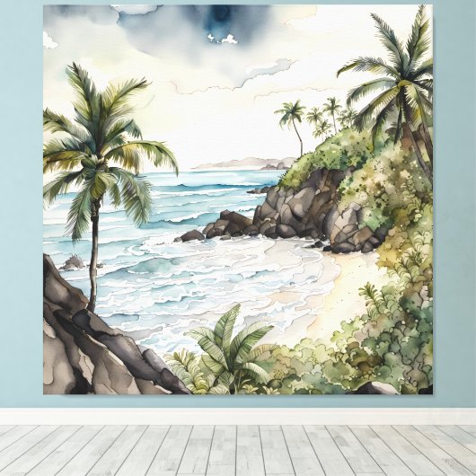 Het tropische strand van Bali Canvas Afdruk (Insitu (Houten vloer))