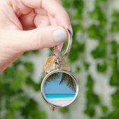 Het tropische Zand van het Strand van het Water Sleutelhanger (Hand)
