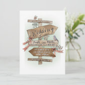 Het trouwbord zegt hand getrokken Waterverf rustie Kaart (Staand voorkant)