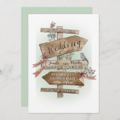 Het trouwbord zegt hand getrokken Waterverf rustie Kaart (Voorkant / Achterkant)
