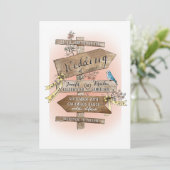 Het trouwbord zegt hand getrokken Waterverf rustie Kaart (Staand voorkant)