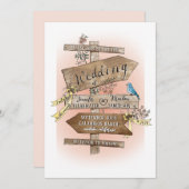 Het trouwbord zegt hand getrokken Waterverf rustie Kaart (Voorkant / Achterkant)