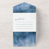 Het trouwen foto blauwe grijze rsvp tekst all in one uitnodiging (Buitenkant)