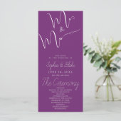 Het Trouwprogramma Mr & Mrs Minimalist Paars (Staand voorkant)