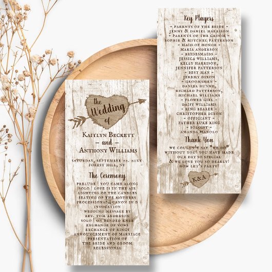 Het Trouwprogramma 'The Carved Heart Tree Wedding Reclamekaart