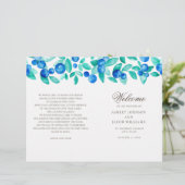 Het trouwprogramma voor bosbessen. Waterverf blauw (Staand voorkant)