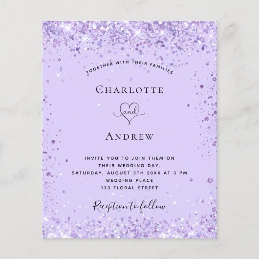 Het trouwviolet glitter-script van het budget (Voorkant)
