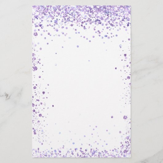 Het trouwviolet witte glitter van het menu manuscr (Achterkant)