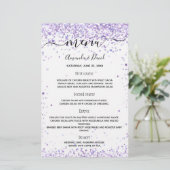 Het trouwviolet witte glitter van het menu manuscr (Staand voorkant)