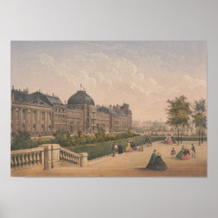 Het Tuileries Palace, Parijs, Frankrijk Lithograaf Poster