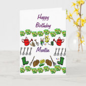 Het tuinieren gelukkig van de Verjaardag (naam) Kaart (Gele Bloem)