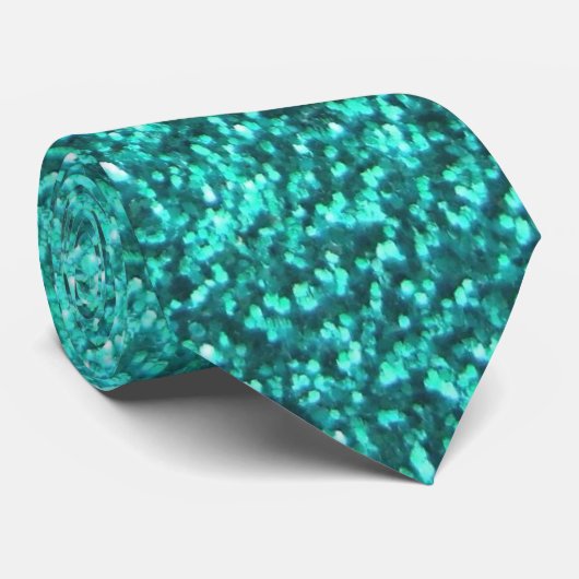 Het turkoois faux schittert grafisch stropdas (Opgerold)