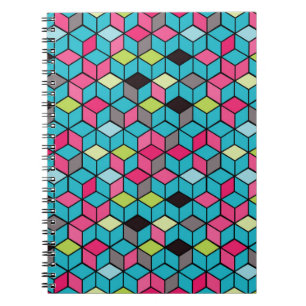 Het turkooise en Roze Patroon van de Kubus Notitieboek