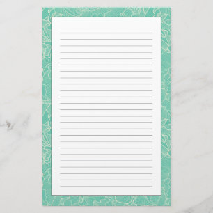 Het turkooise Patroon van de Pioen Briefpapier