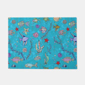 Het turkooise Patroon van Vissen Deurmat (Voorkant)