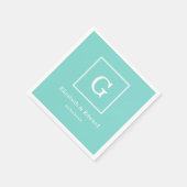 Het Turkooise Witte Ontworpen Aanvankelijke Servetten (Hoek)