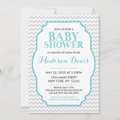 Het Turquoise en Grijze Chevron Baby shower Kaart (Voorkant)