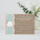 Het Turquoise Sand Dollar Wedding Collectie RSVP (Staand voorkant)