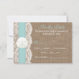 Het Turquoise Sand Dollar Wedding Collectie RSVP Kaartje