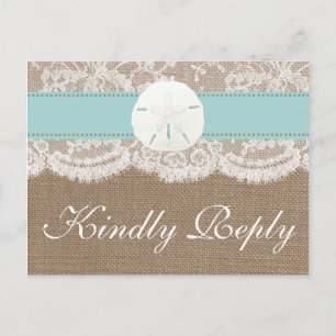 Het Turquoise Sand Dollar Wedding Collectie RSVP Uitnodiging Briefkaart
