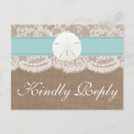 Het Turquoise Sand Dollar Wedding Collectie RSVP Uitnodiging Briefkaart