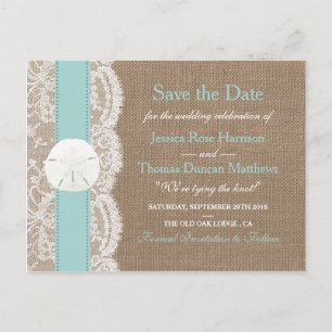 Het Turquoise Zand Dollar Collectie Save The Date Aankondigingskaart