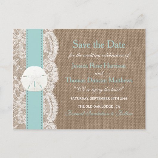Het Turquoise Zand Dollar Collectie Save The Date Aankondigingskaart (Voorkant)