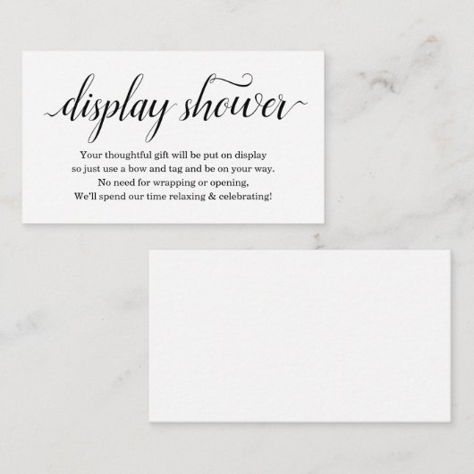 Het Tussenvoegsel van de Shower van de vertoning v Informatiekaartje (Voorkant / Achterkant)