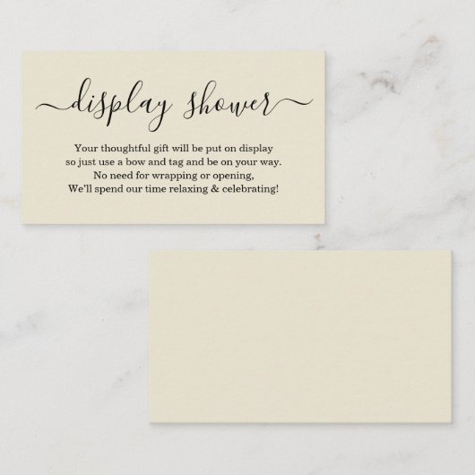 Het Tussenvoegsel van de Shower van de vertoning v Informatiekaartje (Voorkant / Achterkant)