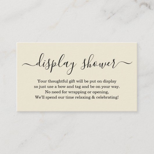 Het Tussenvoegsel van de Shower van de vertoning v Informatiekaartje (Voorkant)