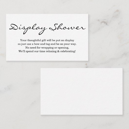 Het Tussenvoegsel van de Shower van de vertoning v Informatiekaartje (Voorkant / Achterkant)