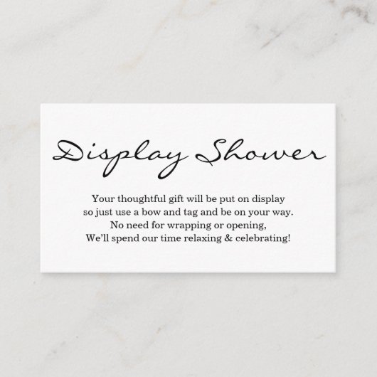 Het Tussenvoegsel van de Shower van de vertoning v Informatiekaartje (Voorkant)