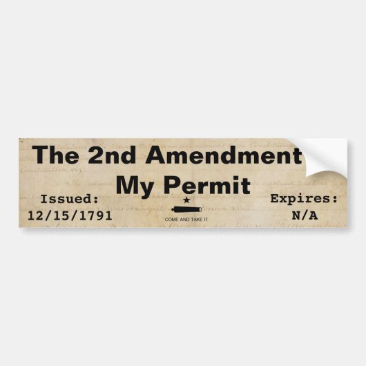 Het tweede amendement is mijn toestemming bumpersticker (Voorkant)