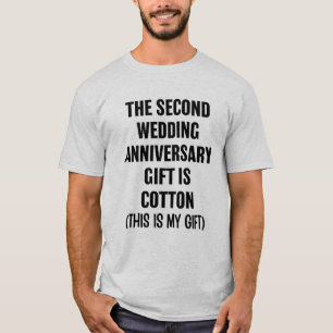 Het tweede huwelijksverjaardagscadeau is katoenen  t-shirt
