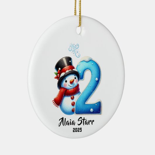 Het tweede kerstornament van Snowman Baby Keramisch Ornament (Rechts)