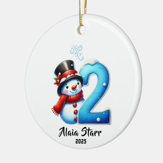 Het tweede kerstornament van Snowman Baby Keramisch Ornament (Links)