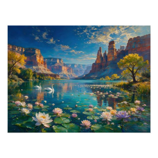 Het tweede leven van de rivier - een surreëel lan perfect poster (Voorkant)