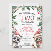 Het tweede seizoen | Wasberen kerst 2e verjaardag Kaart (Voorkant)