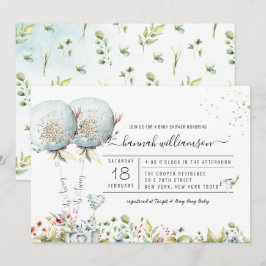 Het Tweeling Blauwe Ballon Baby Shower Uitnodiging