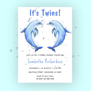 Het Tweeling Dolfijnen Onder de Zee Baby Shower Kaart