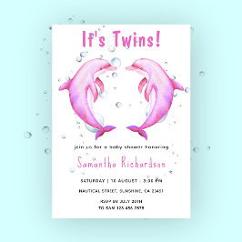 Het Tweeling Dolfijnen Onder de Zee Baby Shower Kaart